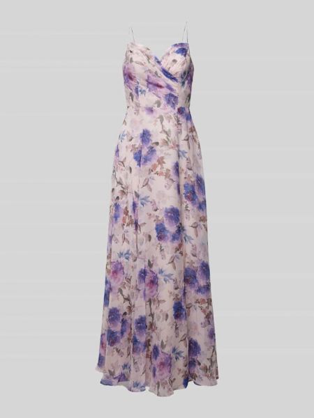 Sukienka wieczorowa w kwiatki Laona fioletowa