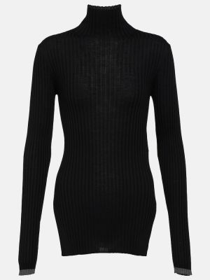 Jersey cuello alto de lana de punto de tela jersey Plan C negro