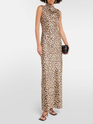 Leopardí hedvábné dlouhé šaty s potiskem Veronica Beard