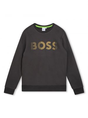 Hoodie con stampa con scollo tondo Boss Kidswear grigio