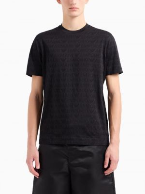 Žakarda kokvilnas t-krekls Emporio Armani melns