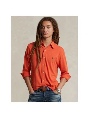 Blusa de algodón Polo Ralph Lauren naranja