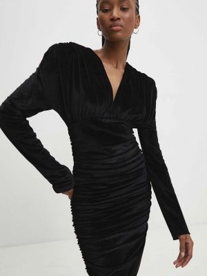 Welurowa sukienka mini dopasowana Answear Lab czarna