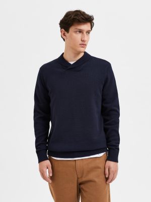 Pull col roulé Selected Homme bleu