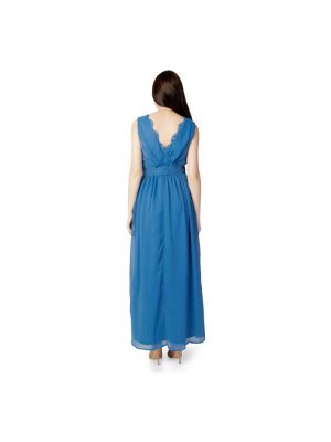 Sukienka długa z dekoltem w serek Vila niebieska