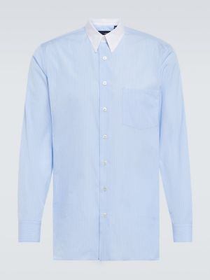 Niebieska jedwabna koszula bawełniana Lardini