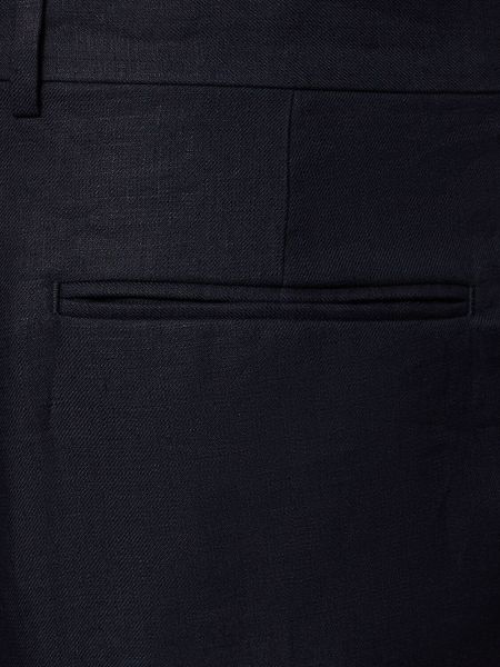 Pantalones de lino plisados Zegna azul