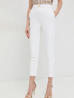 Elisabetta Franchi pantaloni femei, culoarea alb, fason tigareta, high waist