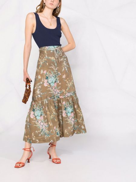 Falda de flores con estampado Zimmermann marrón