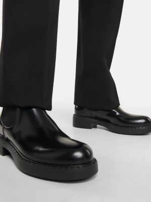Кожени обувки до глезена на платформе Prada черно