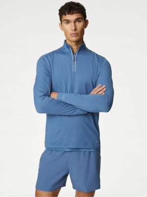 Tričko s dlouhým rukávem na zip s dlouhými rukávy Marks & Spencer modré