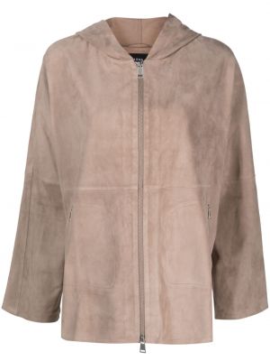 Usnjena jakna iz semiša s kapuco Arma siva
