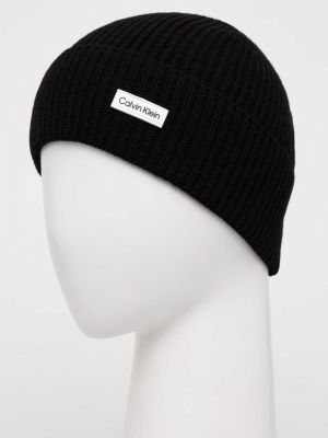 Dzianinowa czapka Calvin Klein czarna