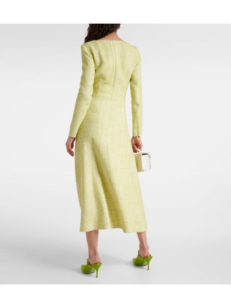 Sukienka midi bawełniana tweedowa Emilia Wickstead zielona