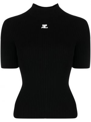 Плетен пуловер с принт Courreges черно