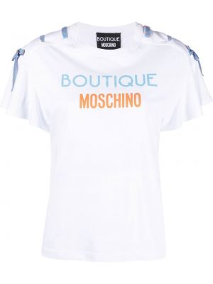 Тениска с принт с дантела Boutique Moschino бяло