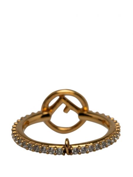 Žiedas su kristalais Fendi Pre-owned auksinė