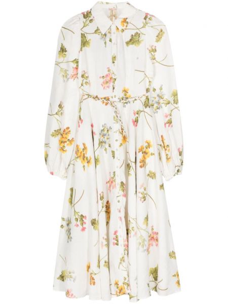 Ravna haljina s cvjetnim printom s printom Bytimo bijela