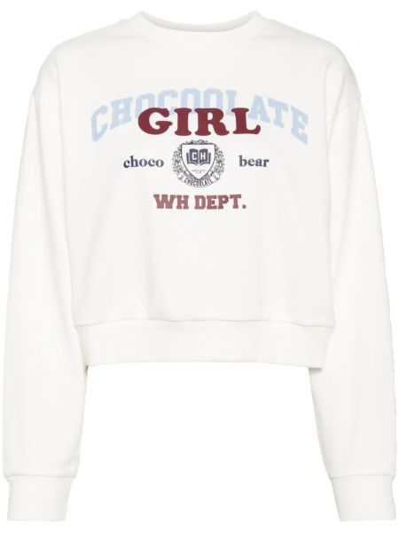 Baskılı sweatshirt Chocoolate beyaz