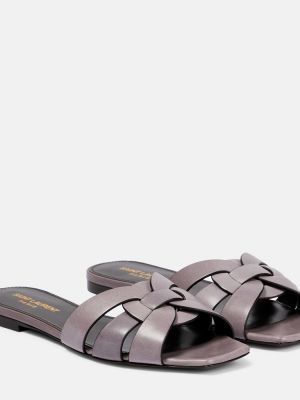 Kožené sandále Saint Laurent fialová