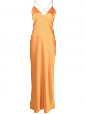 Κοκτέιλ φόρεμα με λαιμόκοψη v Alice + Olivia πορτοκαλί