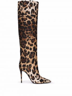 Botine cu imagine cu model leopard Dolce & Gabbana maro