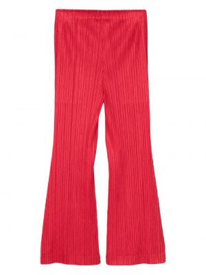 Plisované rovné kalhoty Pleats Please Issey Miyake červené