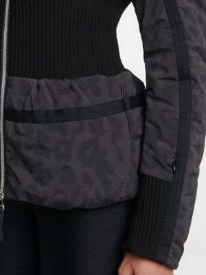 Skijaška jakna s printom s leopard uzorkom Jet Set crna