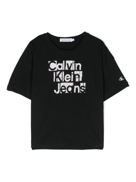 T-paita tytöille Calvin Klein Kids musta