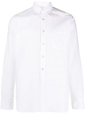 Пухена памучна риза с копчета на яката D4.0 бяло