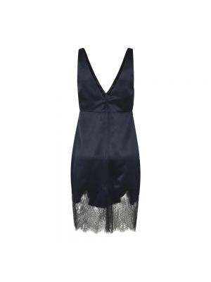 Sukienka koronkowa z krepy Saint Laurent niebieska