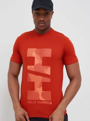 Helly Hansen pamut póló narancssárga, nyomott mintás