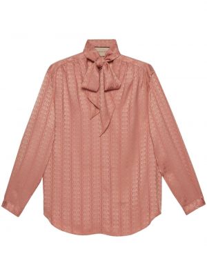 Różowa jedwabna bluzka żakardowa Gucci