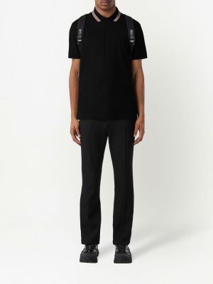 Dryžuotas medvilninis polo marškinėliai Burberry juoda