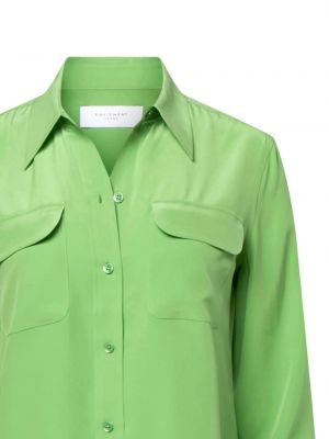 Slim fit zīda krekls Equipment zaļš
