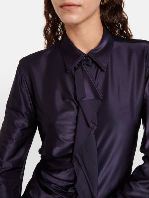 Сатенена риза с волани Victoria Beckham виолетово
