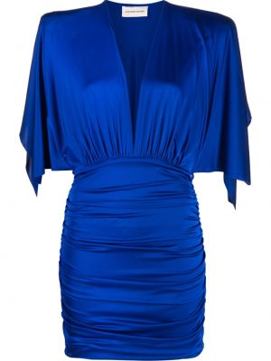Sukienka koktajlowa z dekoltem w serek Alexandre Vauthier niebieska