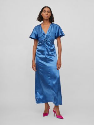Saténové šaty Vila modré