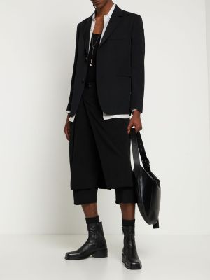 Volnena jakna z zadrgo Yohji Yamamoto črna
