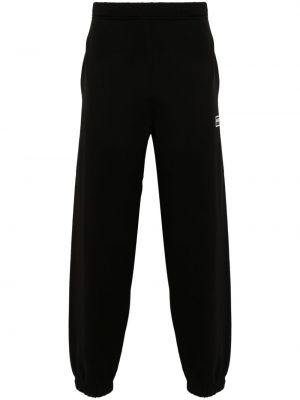 Pantaloni sport cu broderie din bumbac Kenzo negru