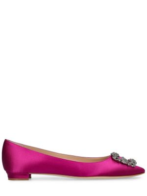Selyem szatén balerina cipők Manolo Blahnik rózsaszín