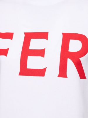 Kokvilnas t-krekls ar īsām piedurknēm džersija Ferragamo balts