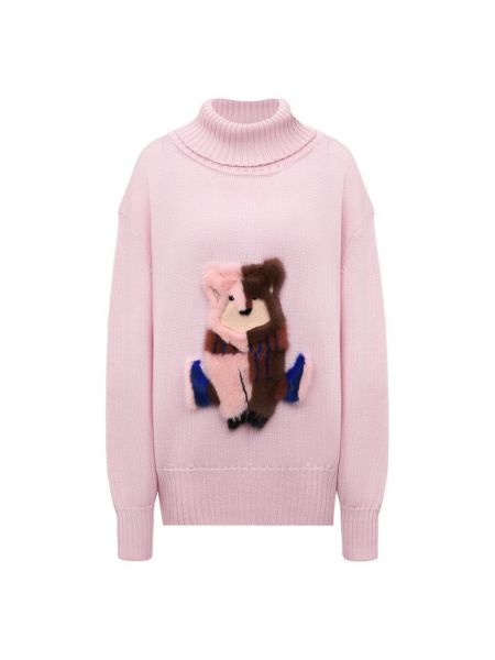 Шерстяной свитер с меховой отделкой Color Temperature - Розовый