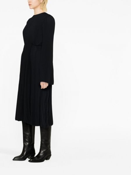 Plisuotas maksi suknelė ilgomis rankovėmis Balenciaga juoda