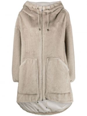 Manteau de fourrure à capuche oversize P.a.r.o.s.h. gris