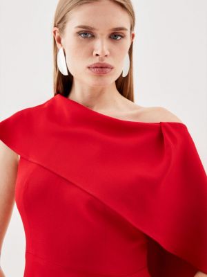 Приталенный платье на одно плечо из вискозы с драпировкой Karen Millen красный