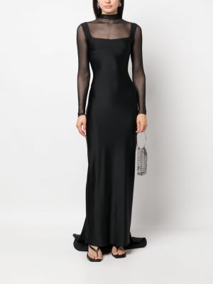 Przezroczysta sukienka wieczorowa dopasowana Atu Body Couture czarna