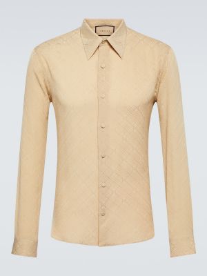 Camisa de seda de crepé Gucci beige
