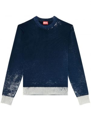 Bavlněný svetr s oděrkami Diesel modrý