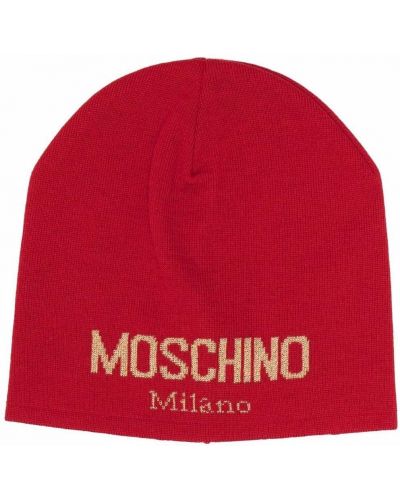 Плетена шапка Moschino червено